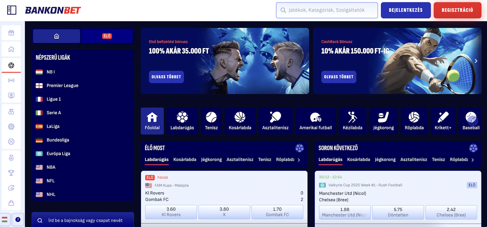 Bankonbet sportfogadas kinalat