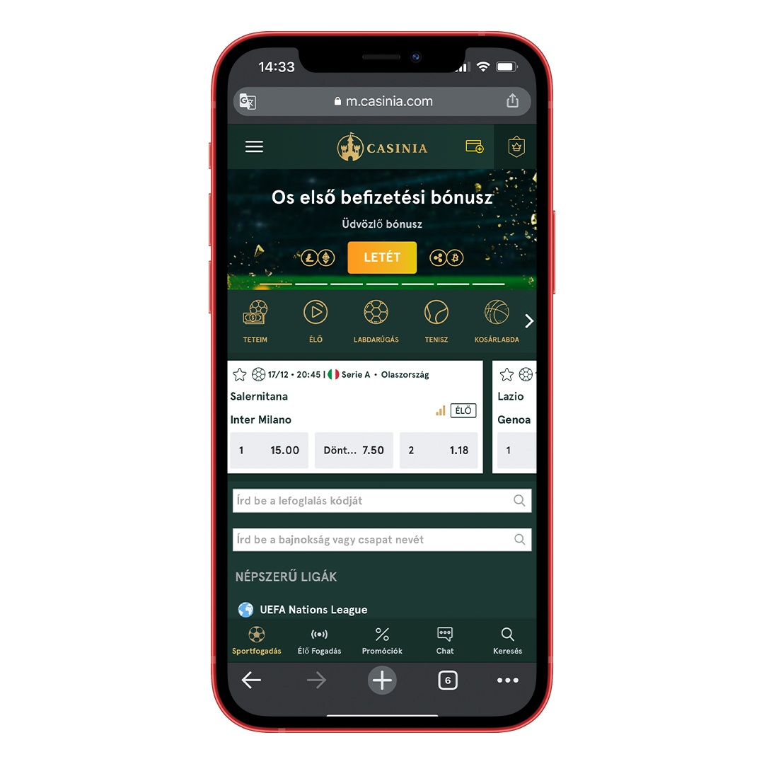 Casinia Mobil Felulet