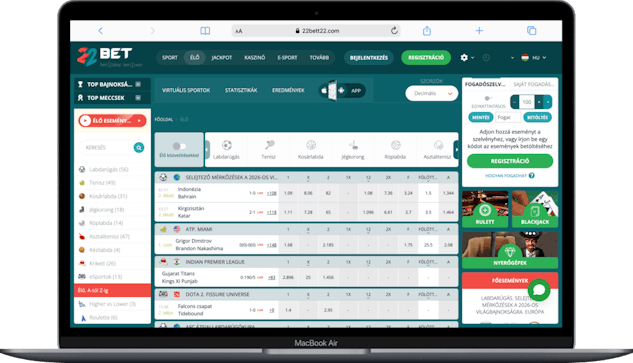 22bet élő fogadás