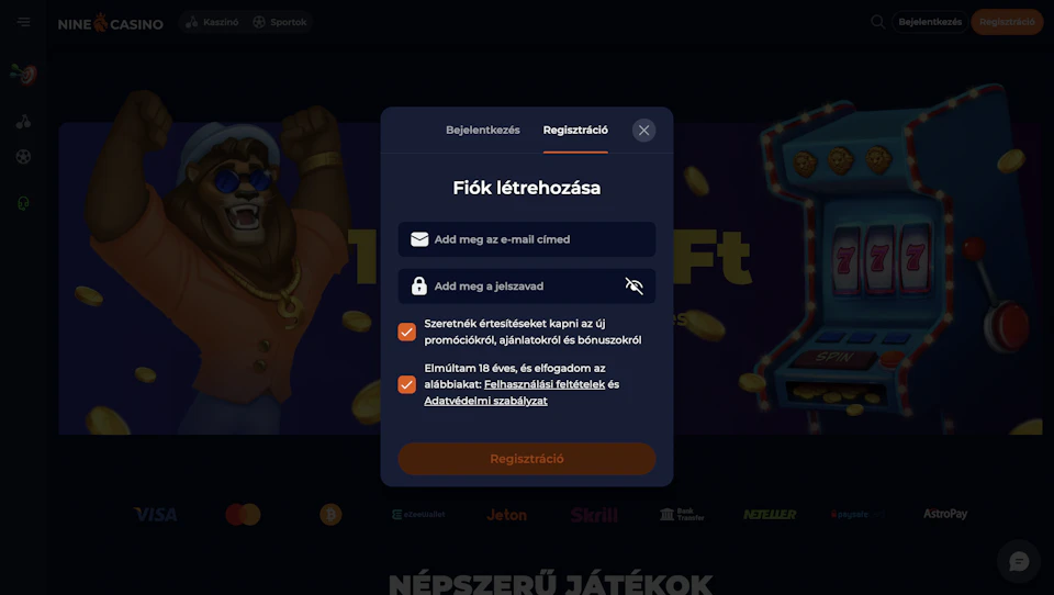 Nine Casino Regisztráció