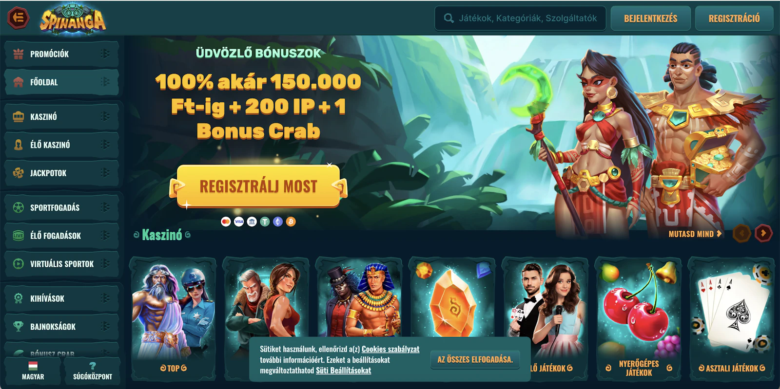 Spinanga kezdőoldal