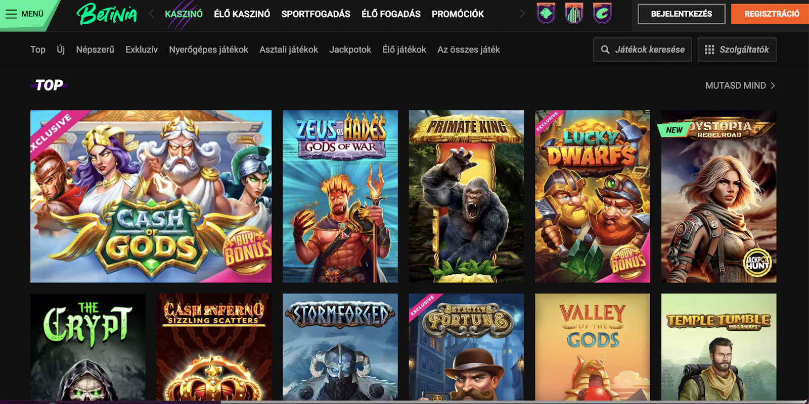 Betinia kaszinó oldal