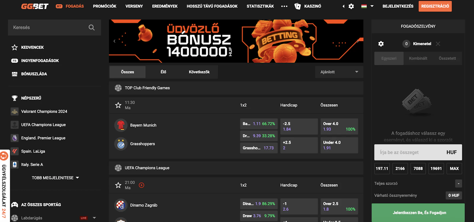 GGbet Sportfogadas screen