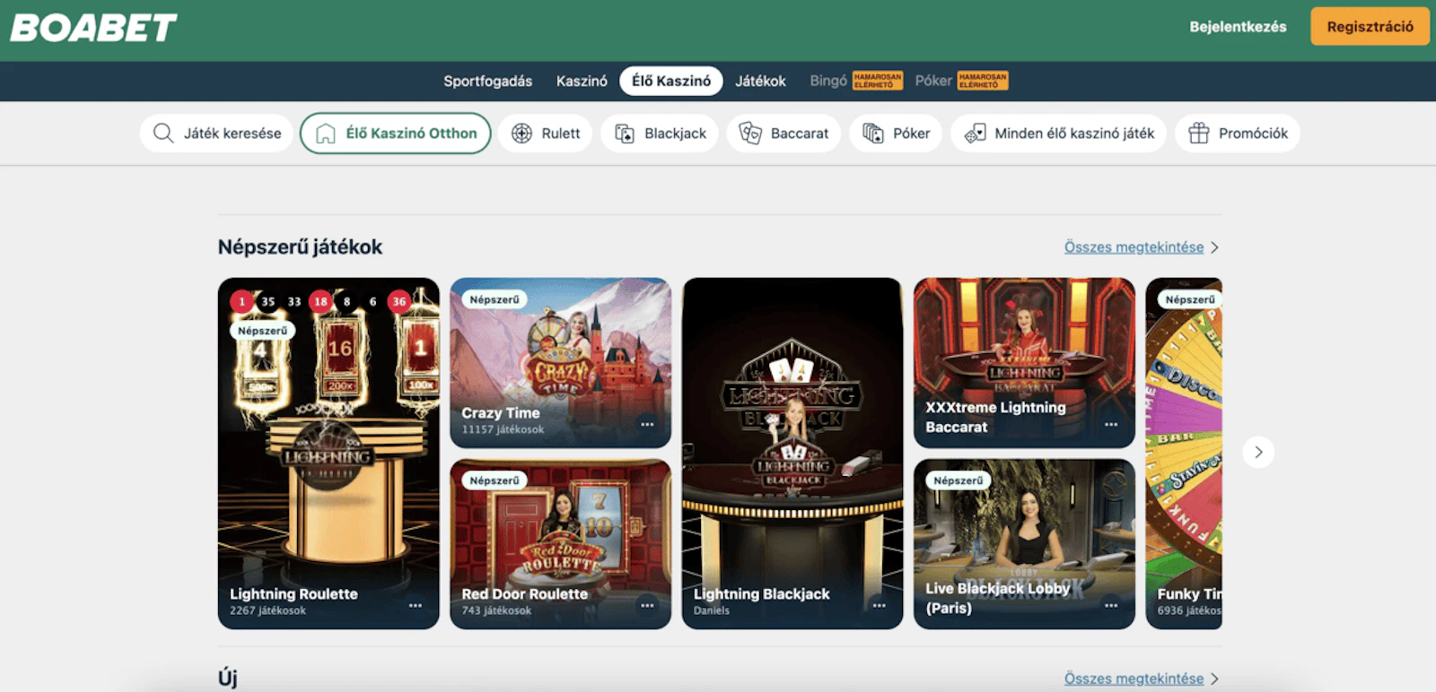 BoaBet Élő Kaszinó